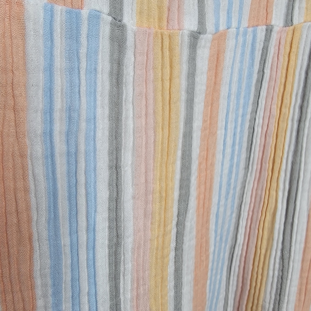 Soft Surroundings Womens Laguna Gauze Striped Tiered Midi Dress Size Medium - Picture 7 of 9